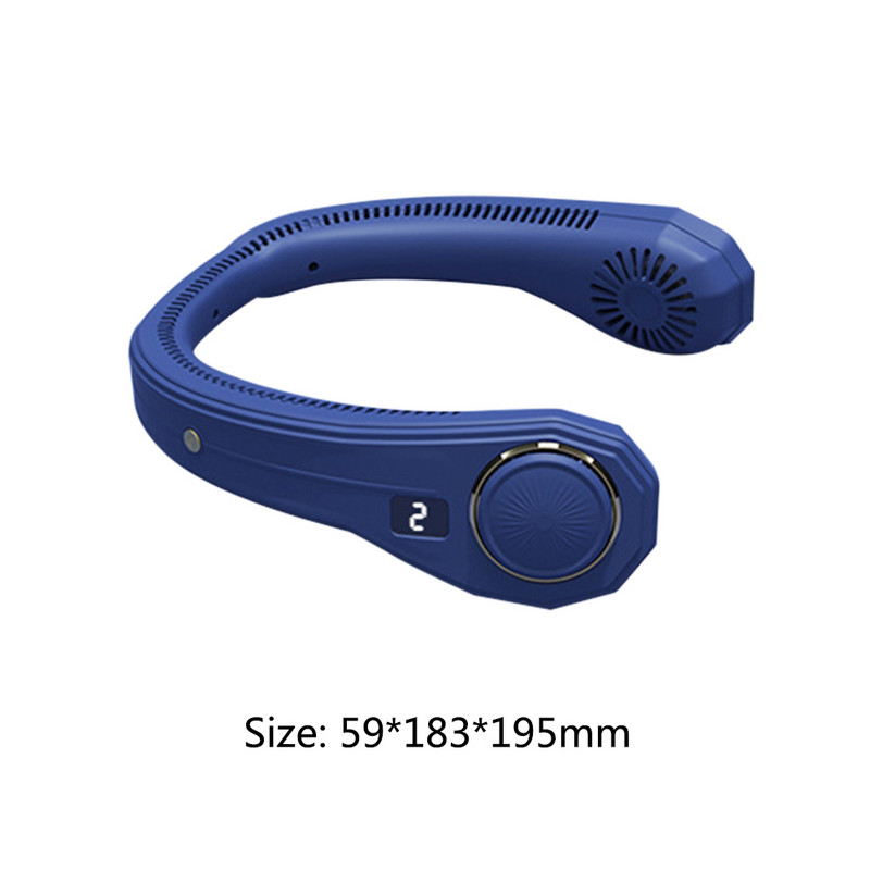 Nešiojamas kaklo ventiliatorius Elektrinis belaidis ventiliatorius USB įkraunamas skaitmeninis ekranas Vasarinis vėsinamasis kabantis ventiliatorius lauke asmeninis ventiliatorius