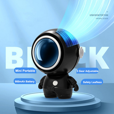 Mini ventilator de mână portabil fără fir astronaut, reîncărcabil prin USB, 900 mAh, funcționat cu baterie, siguranță fără frunze, ventilator de răcire cu aer pentru gât