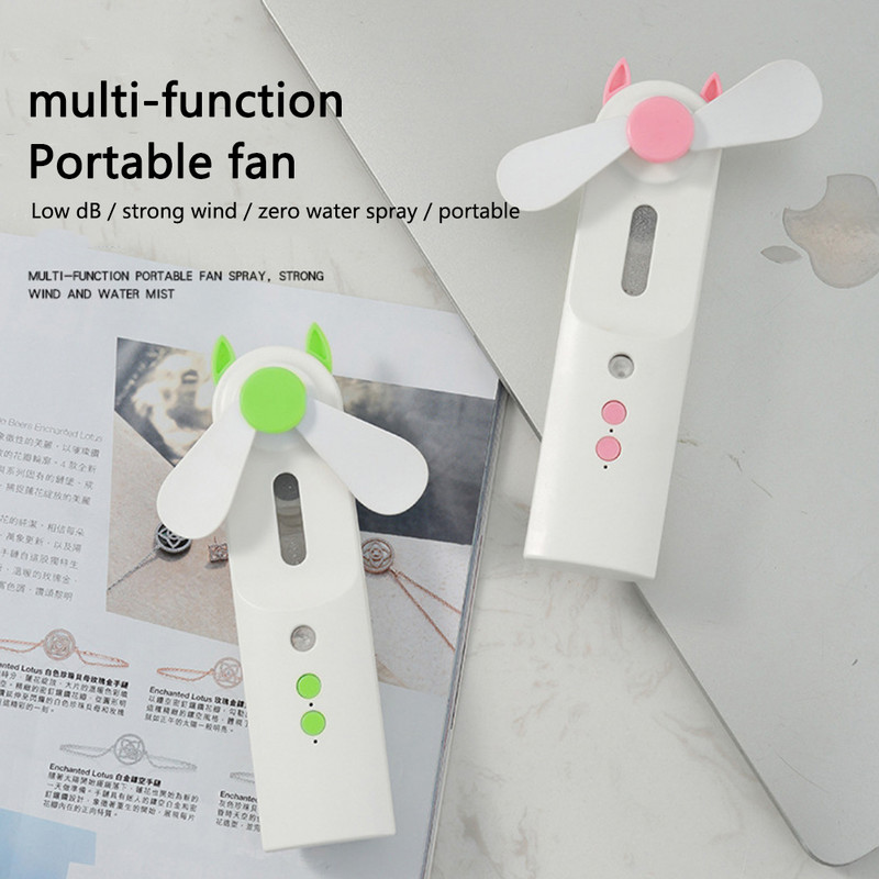 Kaasaskantav miniventilaator 2-ühes veepihustusventilaator USB-laetav käeshoitav jahutuskonditsioneer õhuniisutaja näoaurutaja välitingimustes