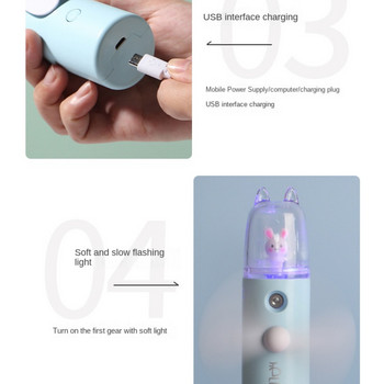 Анимационен ръчен спрей вентилатор USB акумулаторна вода Допълващ овлажнител Мини вентилатор Детска играчка