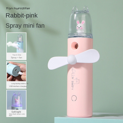 Rajzfilm kézi spray ventilátor USB újratölthető vízpótló párásító mini ventilátor gyerekjáték