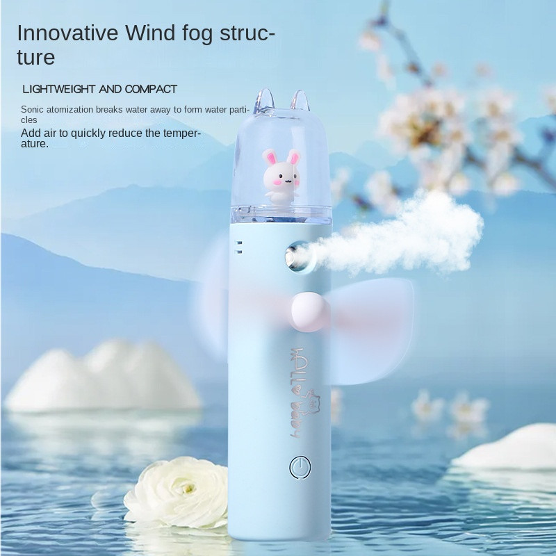 Rajzfilm kézi spray ventilátor USB újratölthető vízpótló párásító mini ventilátor gyerekjáték