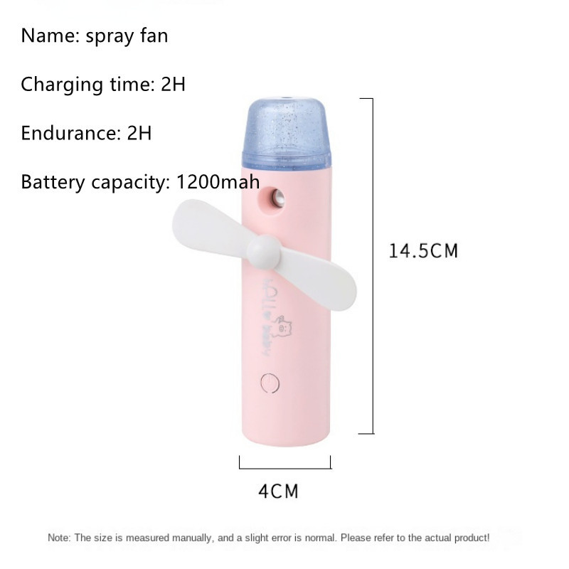 Rajzfilm kézi spray ventilátor USB újratölthető vízpótló párásító mini ventilátor gyerekjáték