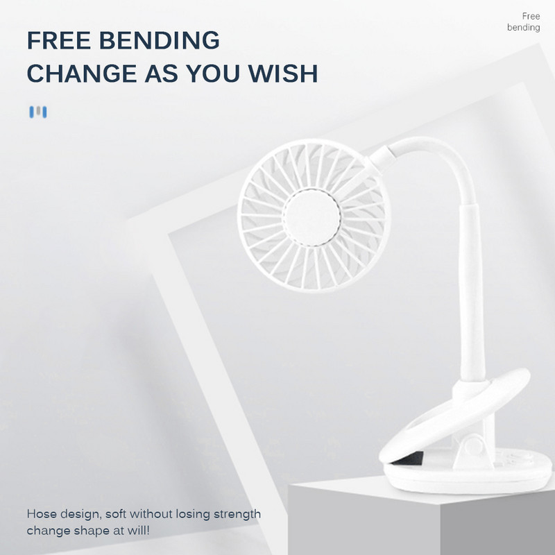 Ventilator pliabil pentru scaunul de mașină Ventilator cu clemă de încărcare prin USB Ventilator mic Ventilator de birou silențios Cărucior pentru bebeluși Ventilatoare de răcire de vară