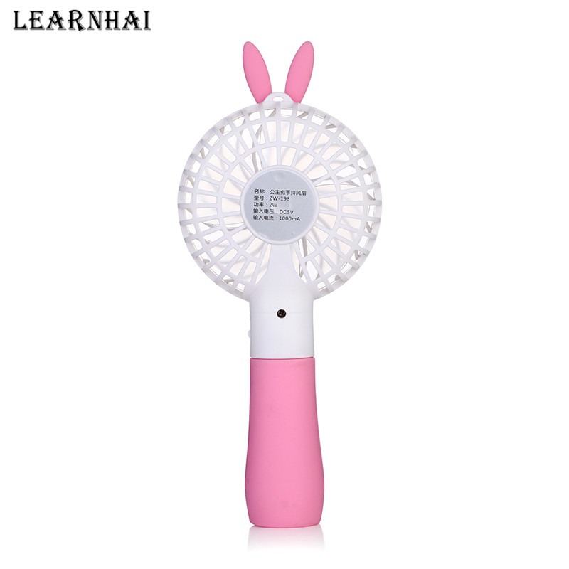 LEARNHAI népszerű, új dizájnú hordozható USB Princess Nyúl kézi ventilátor újratölthető akkumulátorral kültéri otthoni használatra