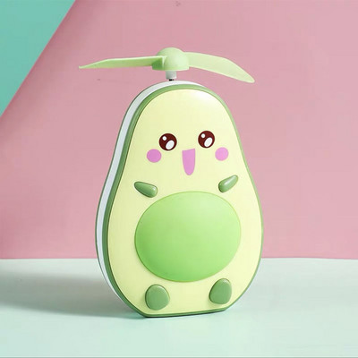 Mini Usb Charging Multifunctional Led Makeup Καθρέφτης και ανεμιστήρας 2 σε 1 Ενσωματωμένο Cute σχήμα αβοκάντο, πρακτική φορητή χειρολαβή