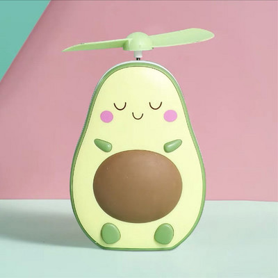 Mini Usb Charging Multifunctional Led Makeup Καθρέφτης και ανεμιστήρας 2 σε 1 Ενσωματωμένο Cute σχήμα αβοκάντο, πρακτική φορητή χειρολαβή