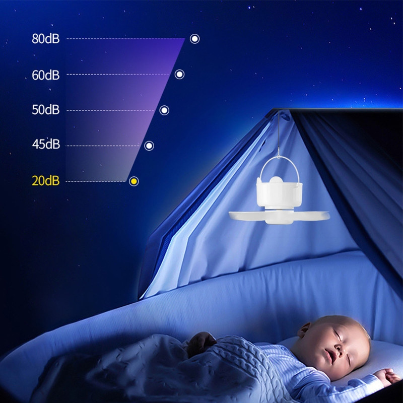 7-tolline USB varikatuse ventilaator koos konksuga 3-käigulise laeventilaatoriga Valikuline ajastus Telkimisventilaator väljas telkimiseks