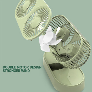 Mini Usb вентилатор, 3-скоростен регулируем настолен вентилатор с две глави, 800 Mah сгъваем заглушен електрически вентилатор, въздушен охладител за домашен офис на открито