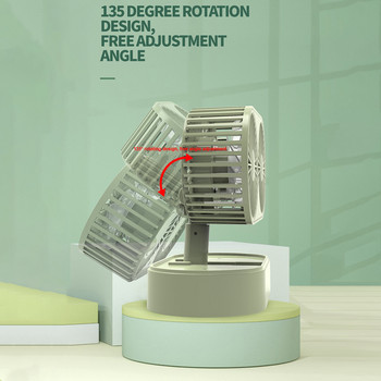 Mini Usb вентилатор, 3-скоростен регулируем настолен вентилатор с две глави, 800 Mah сгъваем заглушен електрически вентилатор, въздушен охладител за домашен офис на открито