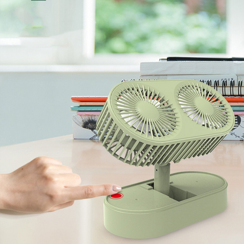 Mini USB ventilátor 3 sebességes, állítható, kétfejes asztali ventilátor 800Mah összecsukható némító elektromos ventilátorok Léghűtő otthoni irodai kültéri használatra