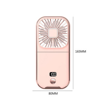 Ψυκτικός ανεμιστήρας κρεμαστός λαιμός Ψηφιακή οθόνη Μίνι φορητός ανεμιστήρας Στήριγμα κινητού τηλεφώνου USB φόρτισης πολυλειτουργικό για ταξίδια