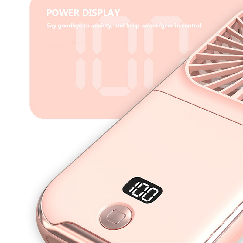 Függesztett nyak hűtőventilátorok digitális kijelző mini hordozható ventilátor mobiltelefon konzol USB töltő multifunkcionális utazási futáshoz