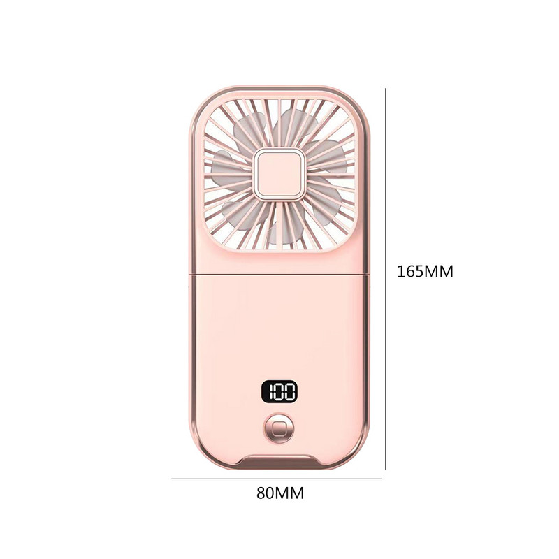 Függesztett nyak hűtőventilátorok digitális kijelző mini hordozható ventilátor mobiltelefon konzol USB töltő multifunkcionális utazási futáshoz