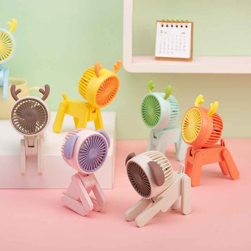 Mini armas hirvede ja kutsikate ventilaator lauaarvuti kokkupandav väike elektriline kaunistuslaud kodukontori USB-laetav kaasaskantav ventilaator