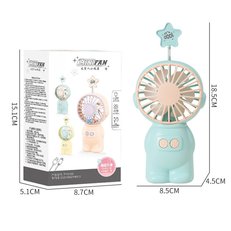 Astronaut kézi mini ventilátor csillag gradiens lámpás asztali kis ventilátor hordozható hálós burkolatú USB töltőventilátor háztartási gépekhez