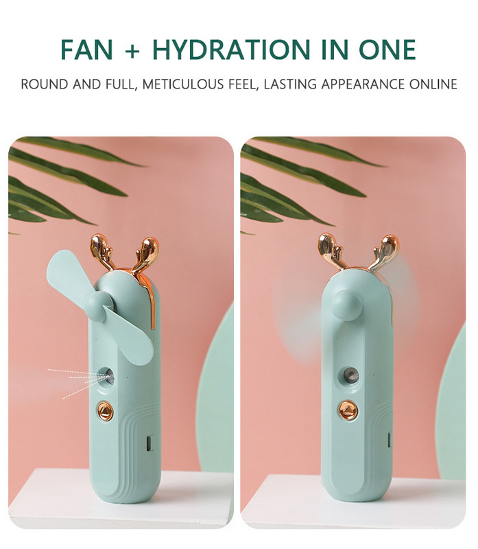 Mini ventilator umidificator 2 în 1, ventilator portabil reîncărcabil prin USB, pulverizare de apă, ventilatoare pentru ceață, răcitor de aer, umidificator portabil pentru aer condiționat