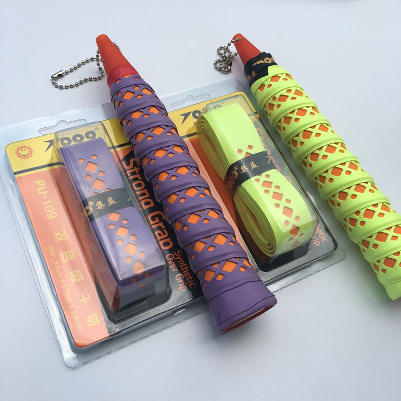 2 vnt mažmeninės prekybos TOPO storos klampios batmintono antklodės, teniso raketės, 2 spalvų perforuotos kortos pakavimo kokybiškos prakaito juostos