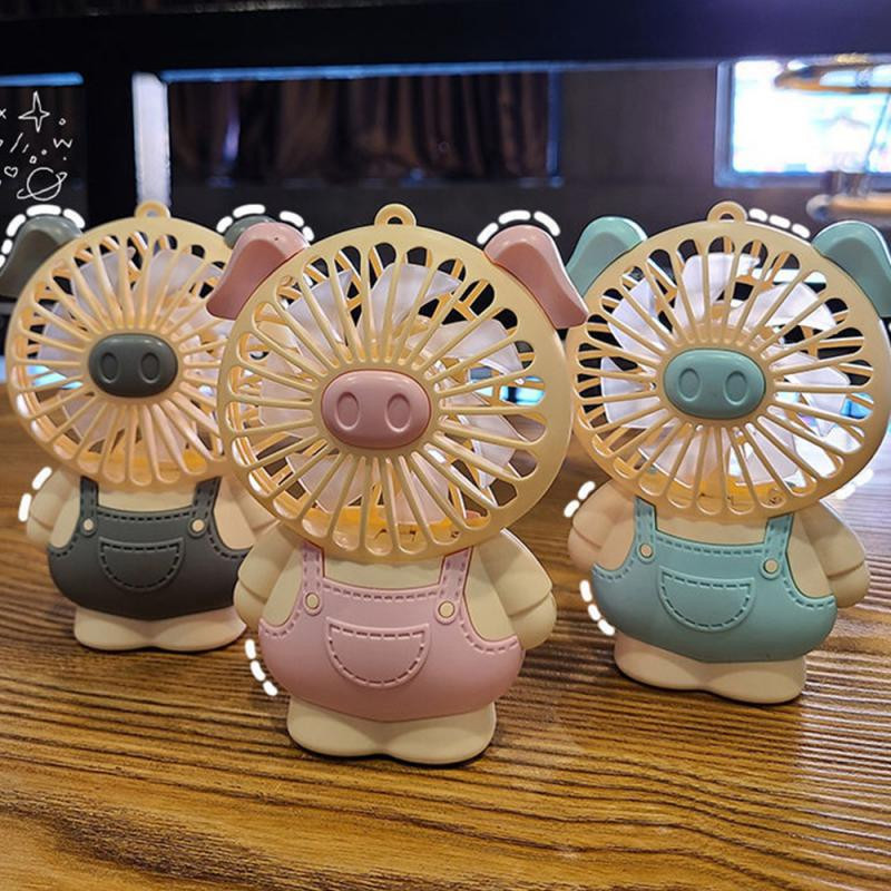 Elektromos ventilátor Kis diák hordozható USB töltés aranyos malac asztallap szél nagy csendes hálóterem könnyű kemping hűtővel