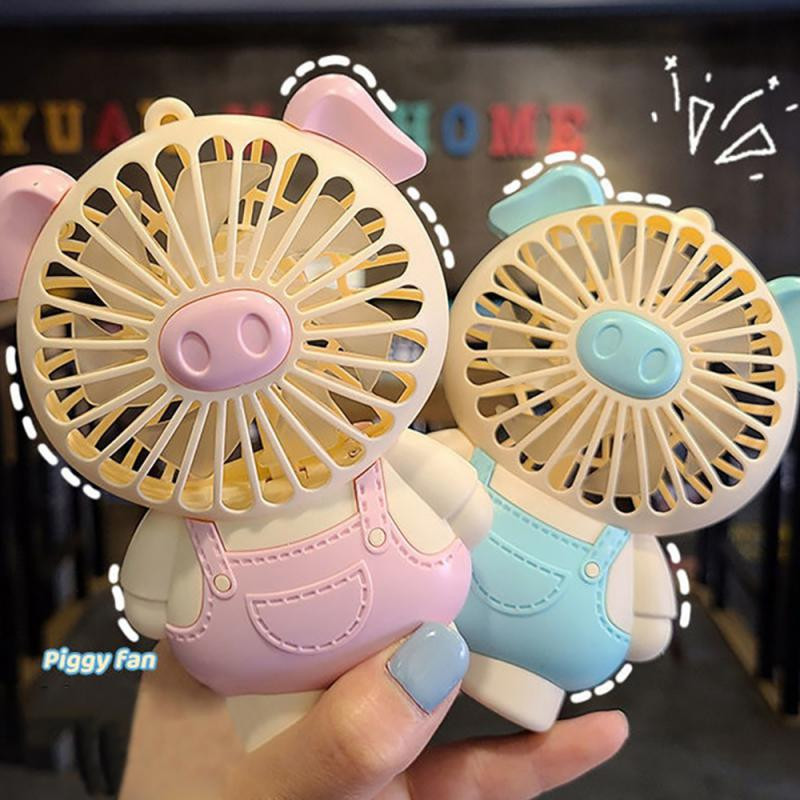 Elektromos ventilátor Kis diák hordozható USB töltés aranyos malac asztallap szél nagy csendes hálóterem könnyű kemping hűtővel