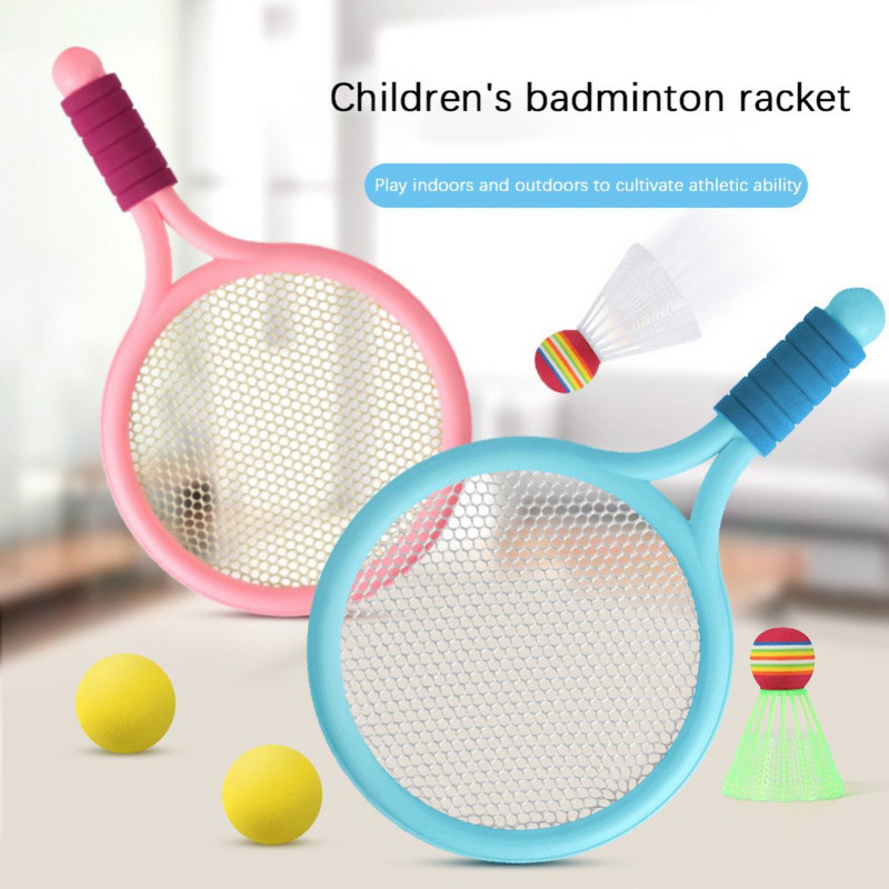 Vaikų teniso rakečių rinkinys Juokingas tenisas su kamuoliukais namų sodui paplūdimyje, lauke, vaikų mokykloje, treniruotėse
