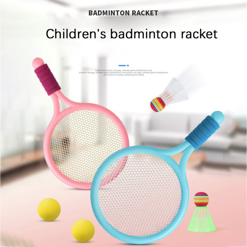 Vaikų teniso rakečių rinkinys Juokingas tenisas su kamuoliukais namų sodui paplūdimyje, lauke, vaikų mokykloje, treniruotėse