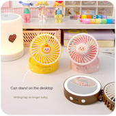 Mugav rippuv kaelaventilaator Abs Pp elektroonikakomponendid kokkupandav väike ventilaator kaasaskantav mini kokkupandav ventilaator lambiga Cartoon kaela ventilaator