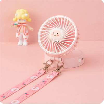 Mugav rippuv kaelaventilaator Abs Pp elektroonikakomponendid kokkupandav väike ventilaator kaasaskantav mini kokkupandav ventilaator lambiga Cartoon kaela ventilaator