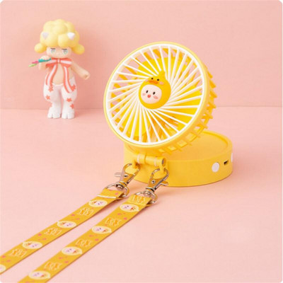 Mugav rippuv kaelaventilaator Abs Pp elektroonikakomponendid kokkupandav väike ventilaator kaasaskantav mini kokkupandav ventilaator lambiga Cartoon kaela ventilaator