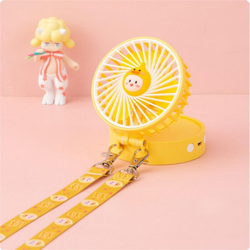 Mugav rippuv kaelaventilaator Abs Pp elektroonikakomponendid kokkupandav väike ventilaator kaasaskantav mini kokkupandav ventilaator lambiga Cartoon kaela ventilaator