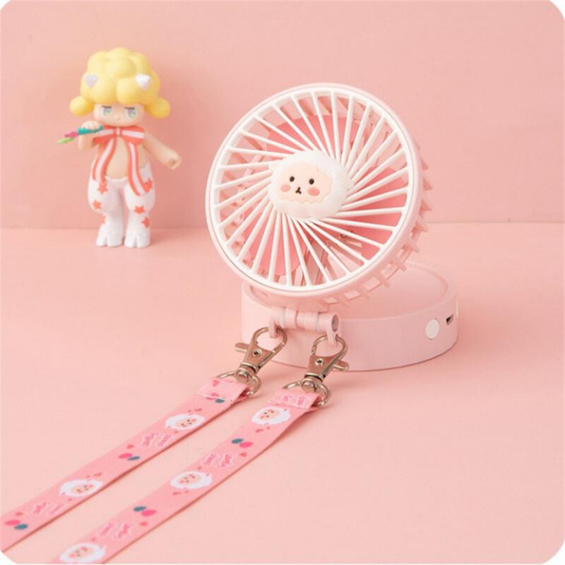 Mugav rippuv kaelaventilaator Abs Pp elektroonikakomponendid kokkupandav väike ventilaator kaasaskantav mini kokkupandav ventilaator lambiga Cartoon kaela ventilaator