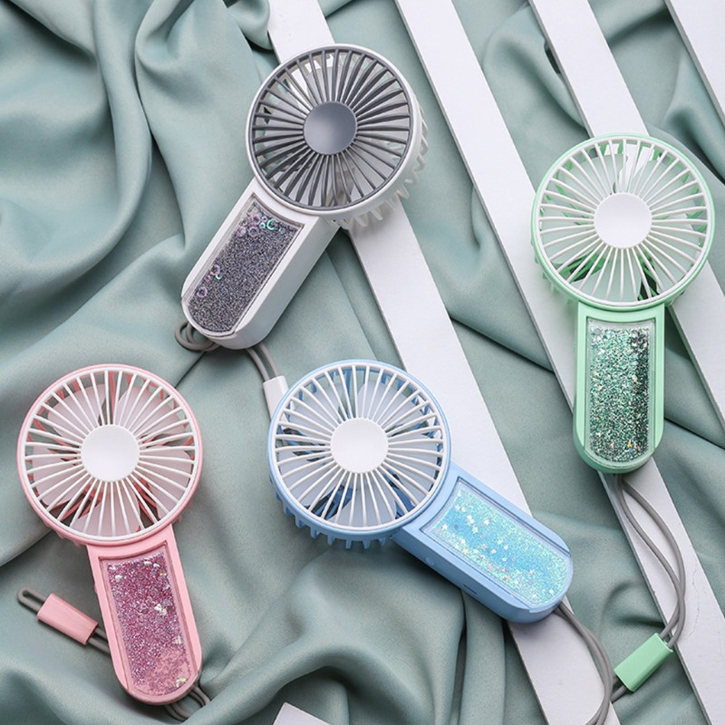 Kaks-ühes käeshoitav USB-ventilaator Särav kiirliivakujundusega mini-rippuv ventilaator, kaasaskantav käsiventilaator 3 tuulekiirusega lastele, täiskasvanutele mõeldud välitingimustes N0PF