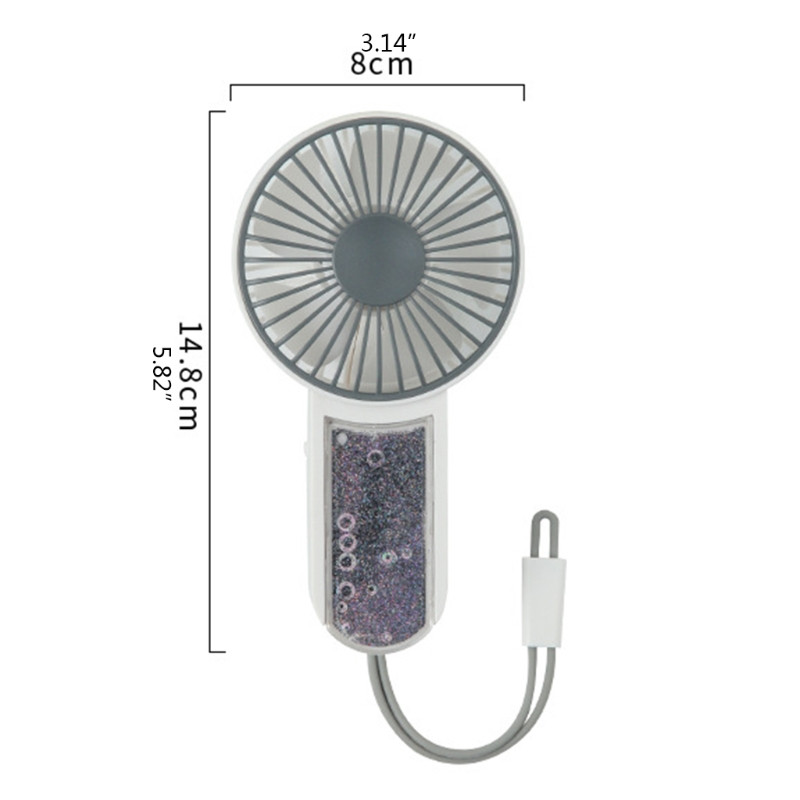 Kaks-ühes käeshoitav USB-ventilaator Särav kiirliivakujundusega mini-rippuv ventilaator, kaasaskantav käsiventilaator 3 tuulekiirusega lastele, täiskasvanutele mõeldud välitingimustes N0PF