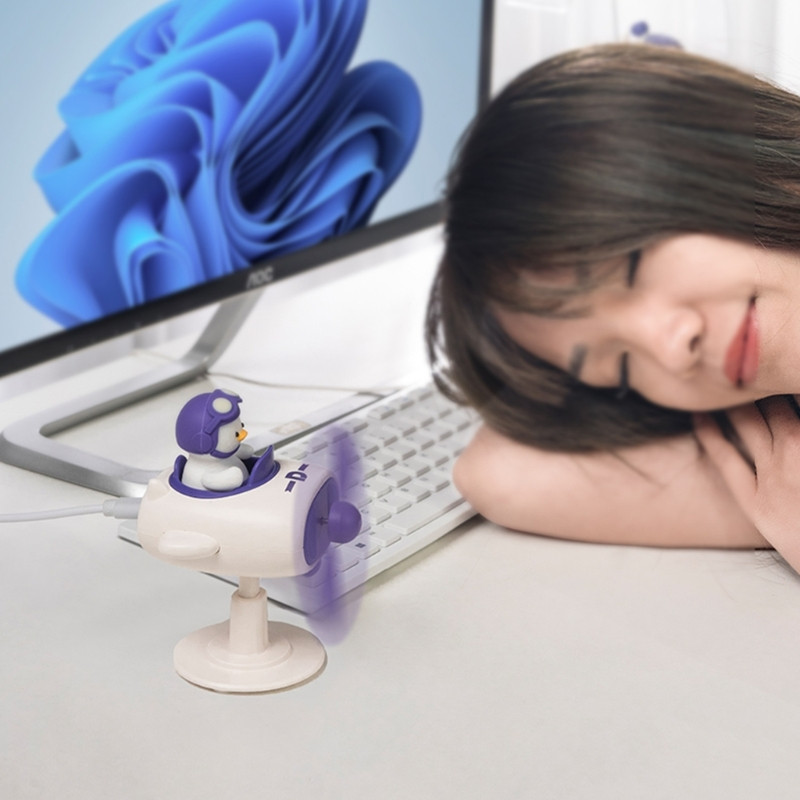 USB asztali ventilátor Kis ventilátor aranyos kis sárga kacsa pilóta alakú USB-vel működő klímaberendezések személyes térhez a szabadban