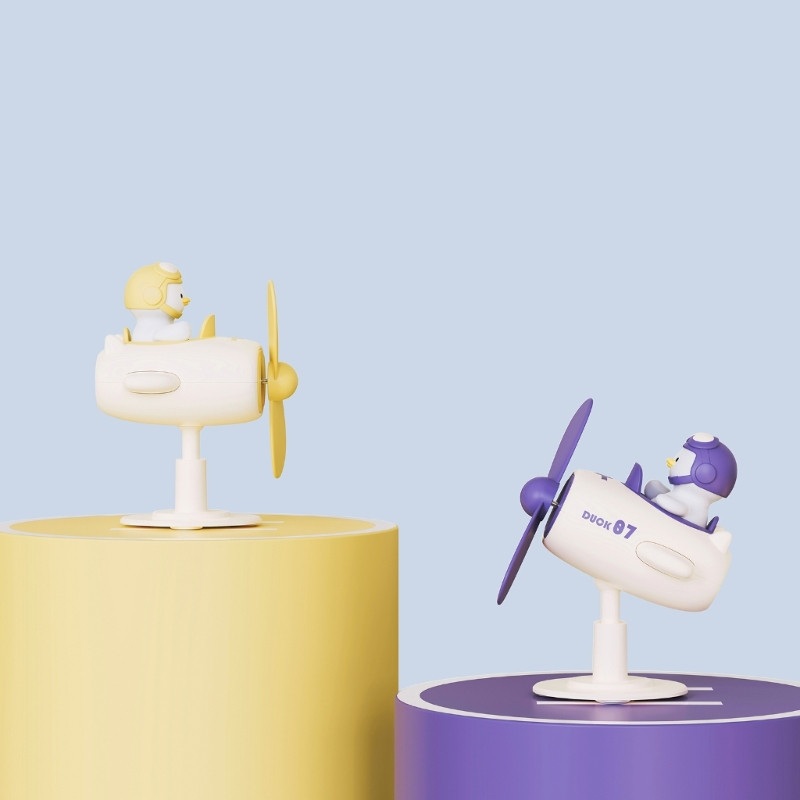 USB asztali ventilátor Kis ventilátor aranyos kis sárga kacsa pilóta alakú USB-vel működő klímaberendezések személyes térhez a szabadban