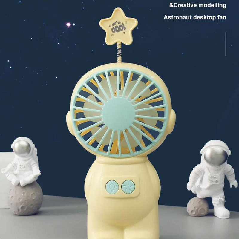 2 az 1-ben Astronaut mini ventilátor lámpákkal Kézi hűtőventilátor USB töltőventilátor Hordozható ventilátor éjszakai lámpaként használható