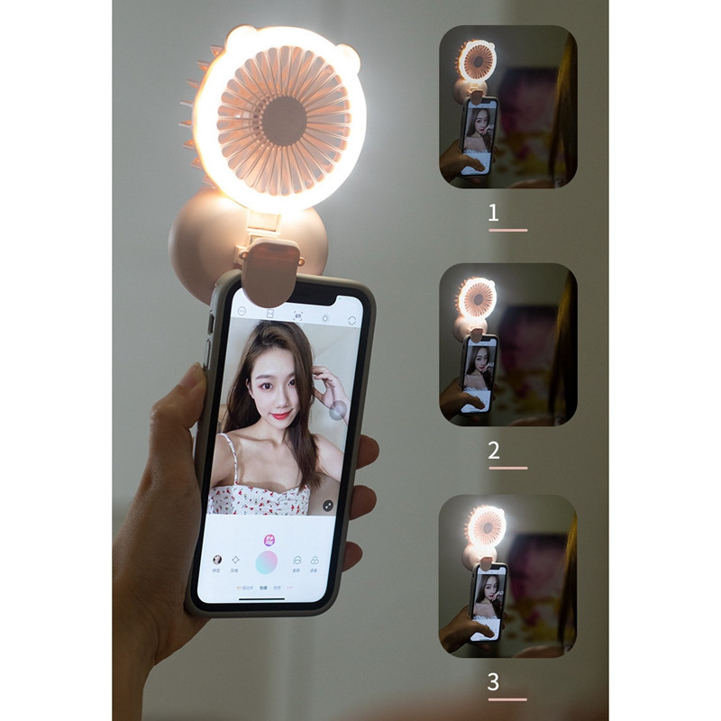 AD-Mini kézi ventilátor hordozható klipszes ventilátor USB újratölthető csendes ventilátor éjszakai fénnyel irodai otthoni kültéri használatra