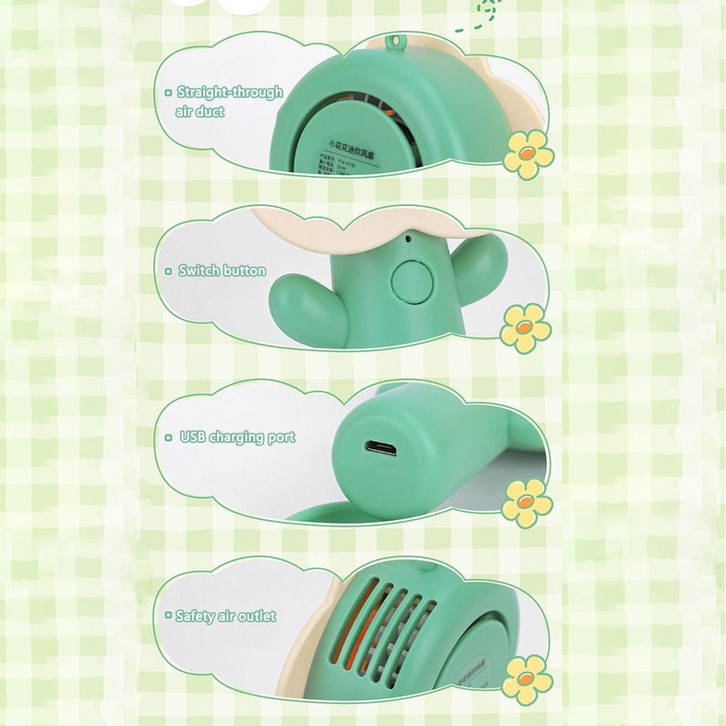 Υψηλής ποιότητας σίγαση φορητός Creative Mini Handheld Fan Desktop Decoration Fans Cartoon Flower Fans Ανεμιστήρας φόρτισης USB