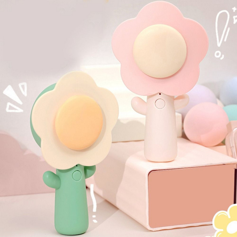 Υψηλής ποιότητας σίγαση φορητός Creative Mini Handheld Fan Desktop Decoration Fans Cartoon Flower Fans Ανεμιστήρας φόρτισης USB