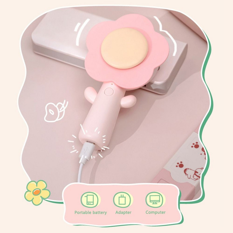 Υψηλής ποιότητας σίγαση φορητός Creative Mini Handheld Fan Desktop Decoration Fans Cartoon Flower Fans Ανεμιστήρας φόρτισης USB