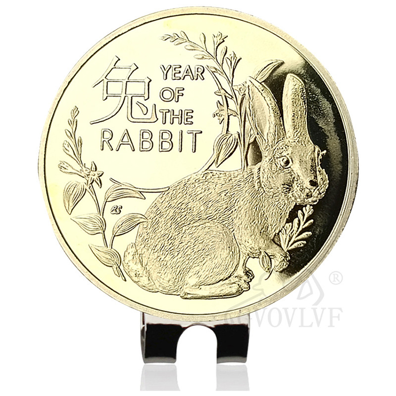 Magnetilise golfikübara klambriga golfipalli marker jänese aasta marker Kuldne jänes Golfi marker Koolitusabi golfimängijatele