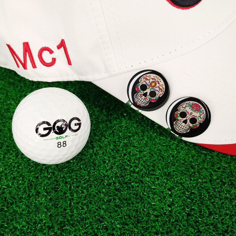 Naujas juodos spalvos kaukolės golfo kamuoliukų žymeklio skrybėlės segtukas Magnetinis lydinys Golfo ženklas Magnetinis dangtelio segtukas Helovinas Šaunus dizaino priedai Drop Ship