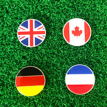 1 бр. Нов маркер за топка за голф Немски британски френски канадски национален флаг Щипка за шапка Разнообразен модел Мека емайлова техника за голфър