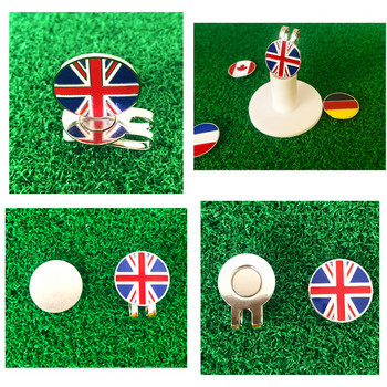 1 τμχ Νέος μαρκαδόρος για μπάλα του γκολφ Γερμανικός Βρετανικός Γαλλικός Καναδικός Κλιπ καπέλου Εθνικής Σημαίας Τεχνική από μαλακό σμάλτο για παίκτη του γκολφ