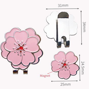1 бр. Нов маркер за топка за голф, розово цвете, магнитен маркер, подходящ за шапка за голф, аксесоари за голф, подарък за момичета и жени