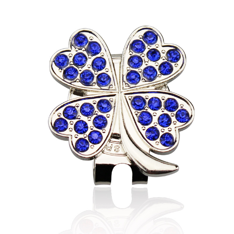 Golfipalli marker teemantkristalliga neljaleheline ristik, armas tüdrukule naisele kingitus pallimäng valge sinine roheline punane 4 värvi uus