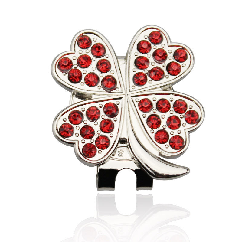 Golfipalli marker teemantkristalliga neljaleheline ristik, armas tüdrukule naisele kingitus pallimäng valge sinine roheline punane 4 värvi uus