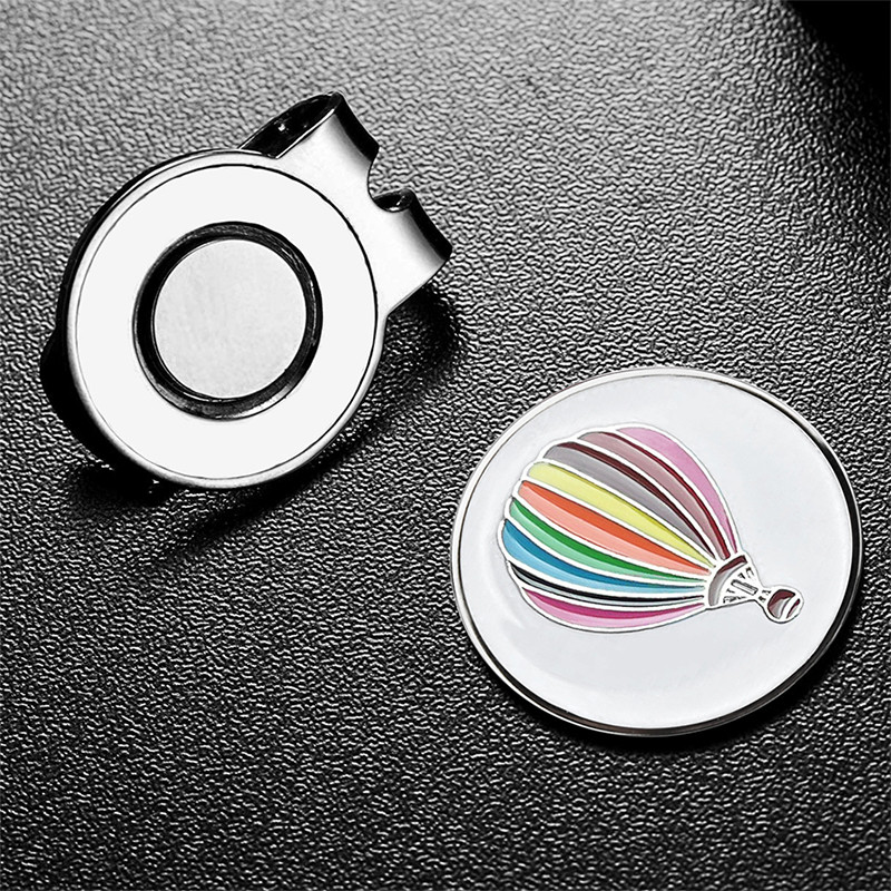 1db kivehető hőlégballonos mintás golfjelző mágneses sapkakapcsos férfi női golfozóknak, ajándék golfsapka kapcsok kiegészítők