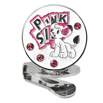 1 τμχ Νέος μαρκαδόρος ροζ μικρός σκύλος με μπάλα γκολφ με διαμάντι και μαγνήτης καπέλο μαρκαδόρος Σύμμαχος Δώρο για γυναίκες και παίκτες γκολφ Αξεσουάρ γκολφ