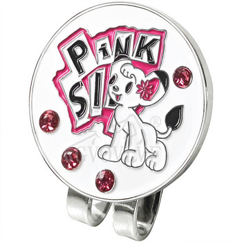 1бр нов розов маркер за голф топка за малко куче с диамант и магнитна щипка за шапка Ally Marker подарък за жени и голфъри Аксесоари за голф